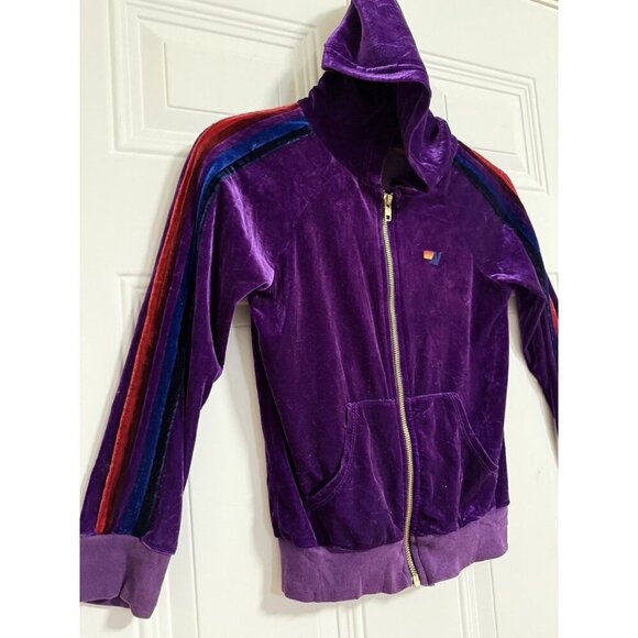 Aviator Nation Purple Velvet Zip Up Jacket Iconic Chic Glam Girlie SZ 10 - Picture 8 of 8